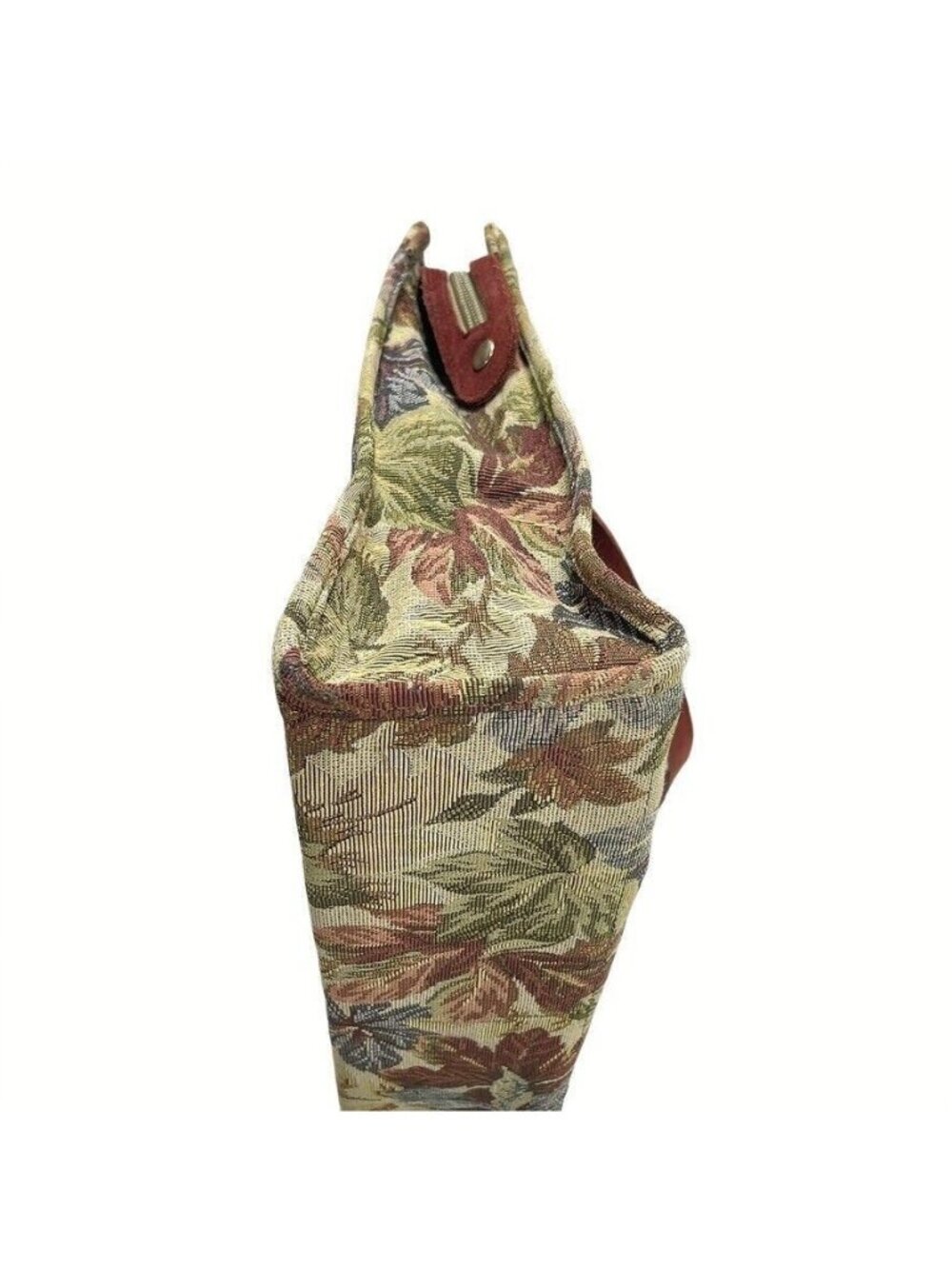 Ricardo Beverly Hills Tapestry Tote Bag With Suede Trim Leaf Pattern Zipper Top - Picture 9 of 16